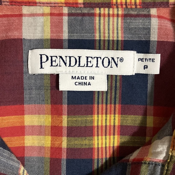 PENDLETON plaid buttoned down shirt Size Petite taille 100% cotton - Picture 6 of 7
